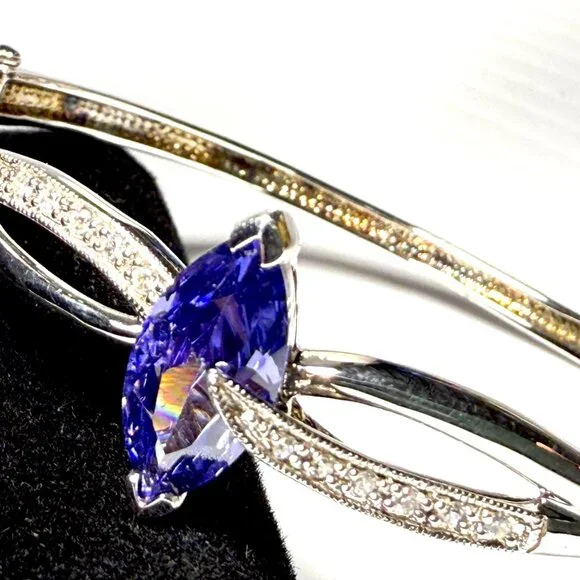 Sterling Silver Tanzanite and CZBangle
